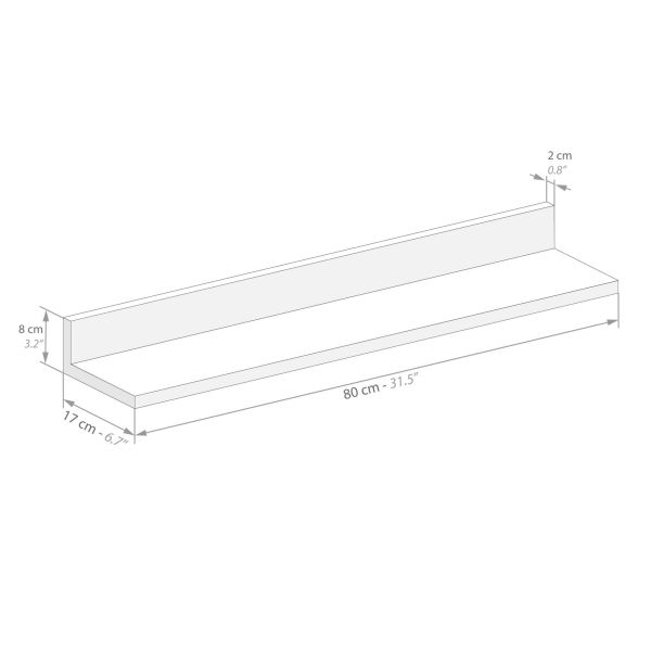 Set of 2 Rachele shelves, 31.49 in, Oak technical image 1