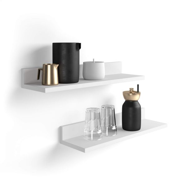 Set of 2 Rachele shelves, 23.62 in, Matt White