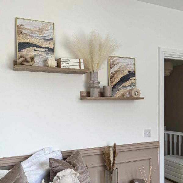 Set of 2 Rachele shelves, 31.49 in, Oak set image 2
