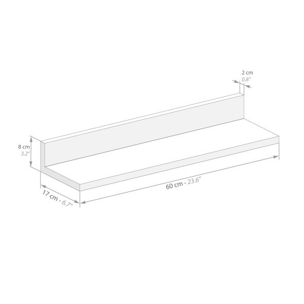 Set of 2 Rachele shelves, 23.62 in, Matt White technical image 1