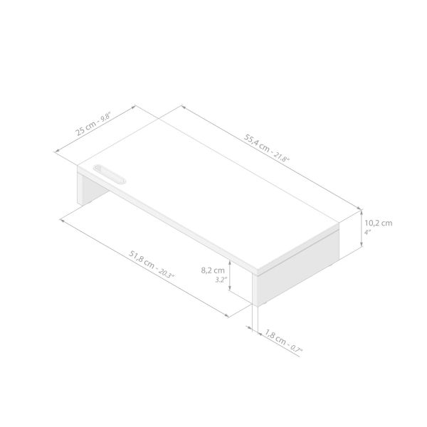 Monitor stand Riki for desk, h.4 in, Opaque White technical image 1