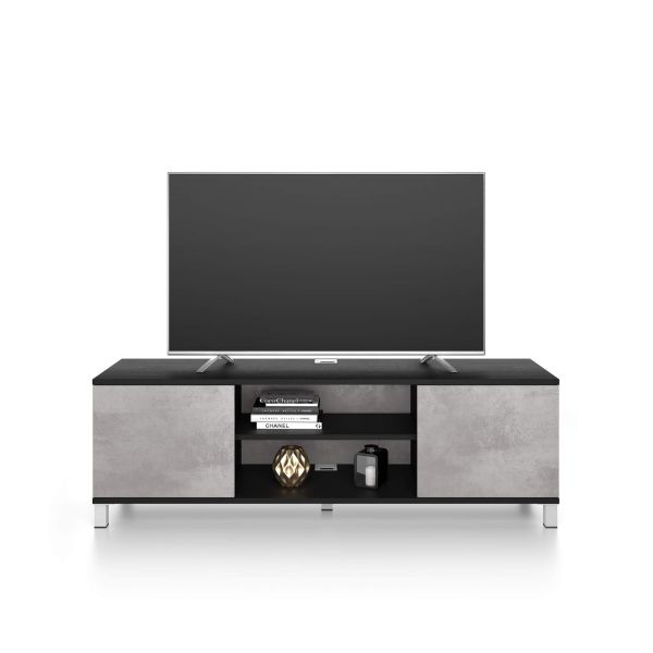 Rachele TV Stand, Ashwood Black and Concrete Grey