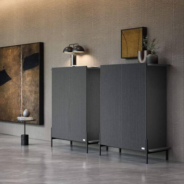 Olivia Tall Sideboard with 2 Doors 38.2x15.9x47.2 in, Ashwood Black set image 1