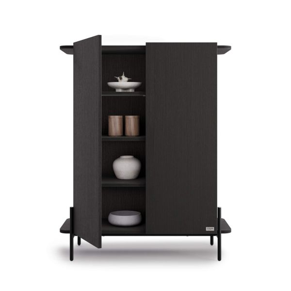 Olivia Tall Sideboard with 2 Doors 38.2x15.9x47.2 in, Ashwood Black detail image 1