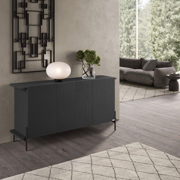 Olivia Sideboard with 4 Doors (65.7x15.9x32.2 in), Ashwood Black set image 1
