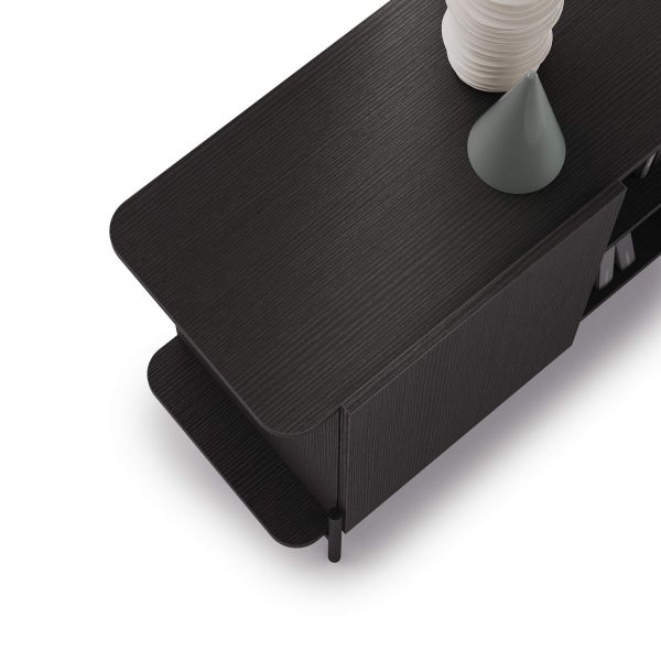 Olivia Sideboard with 4 Doors (65.7x15.9x32.2 in), Ashwood Black detail image 3