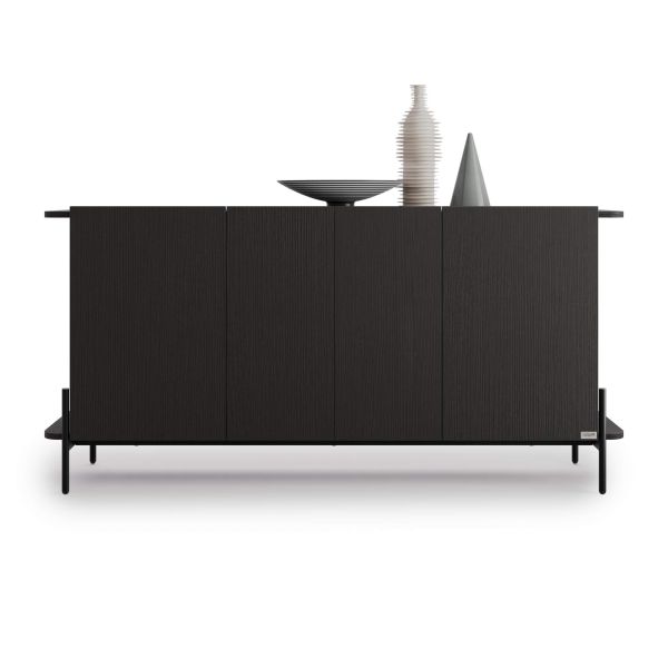 Olivia Sideboard with 4 Doors (65.7x15.9x32.2 in), Ashwood Black
