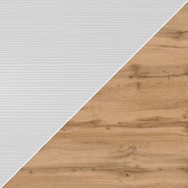 Iacopo L Bookcase Ashwood White with Rustic Oak Doors (63.3 x 123.8 in) material image