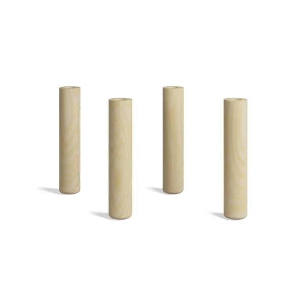 Set of 4 solid beechwood bed base legs, H 10.4 in