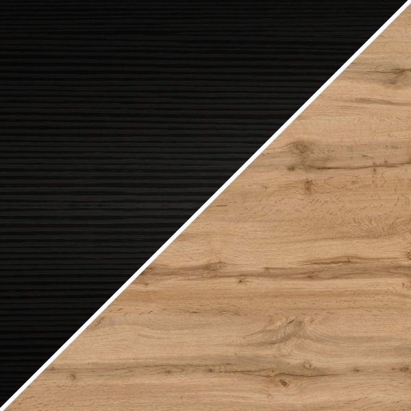 Iacopo XXL Bookcase Ashwood Black with Rustic Oak Doors (190.0 x 93.1 in) material image
