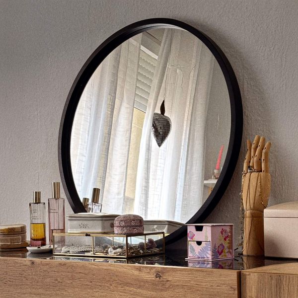 Olivia Round Mirror, 25.19 in diameter, Ashwood Black detail image 1