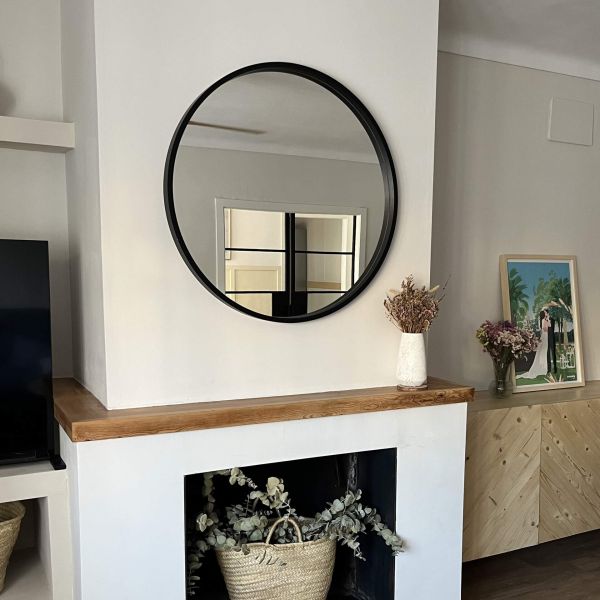 Olivia Round Mirror, 32.28 in diameter, Ashwood Black set image 3