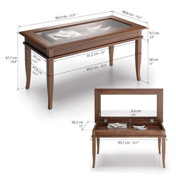 Classico Coffee table, Walnut technical image 1