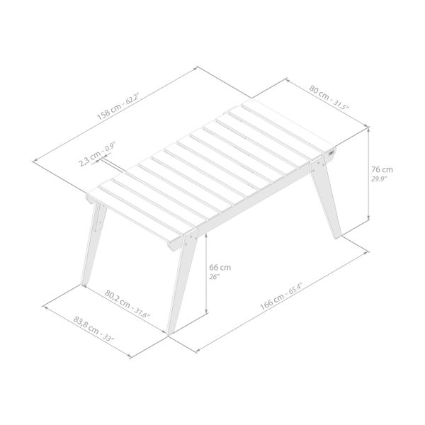 Elena Garden Set in Teak Color Wood, Table (63x31.5 inches) And 4 Chairs technical image 1