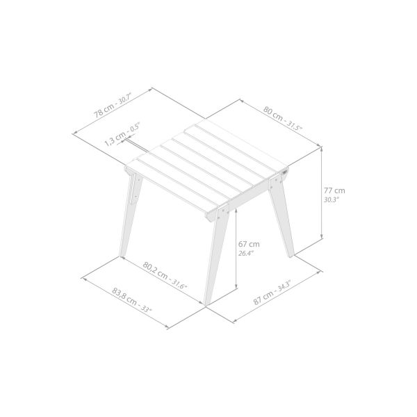 Elena Garden Set in Teak Color Wood, Table (31.5x31.5 inches) And 2 Chairs technical image 1