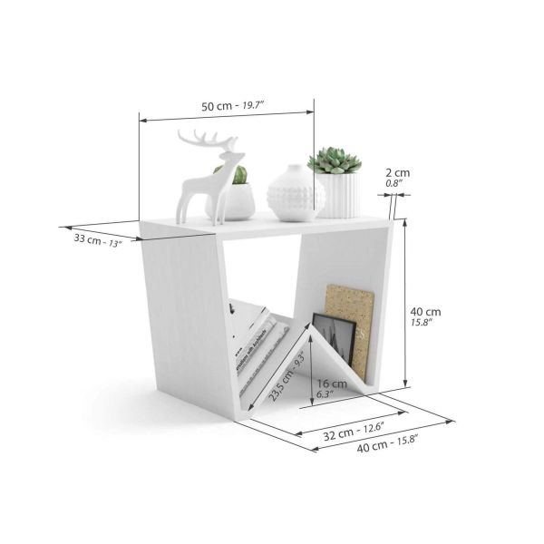 Emma low Coffee table, Ashwood White technical image 1