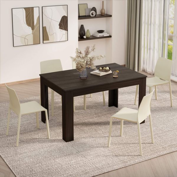 Easy Extendable Dining Table, 55.1(86.6)x35.4 in, Dark Walnut