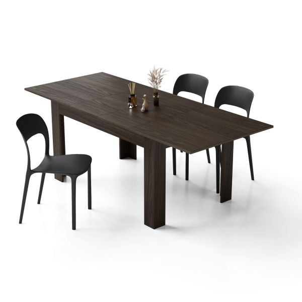 Easy Extendable Dining Table, 55.1(86.6)x35.4 in, Dark Walnut