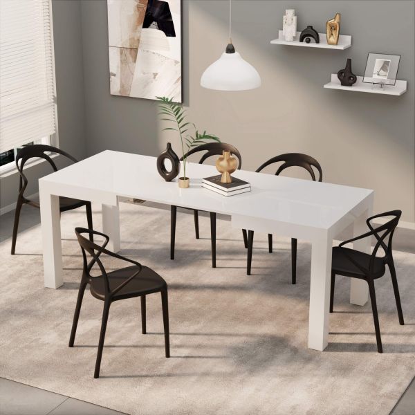 First Extendable Table, 47.2(78.7)x31.5 in, High Gloss White