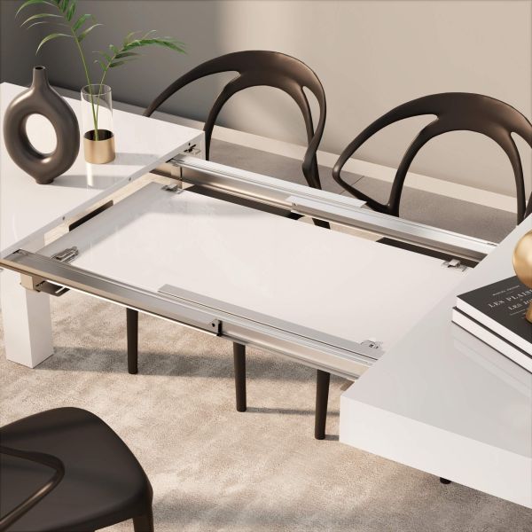 First Extendable Table, 47.2(78.7)x31.5 in, High Gloss White detail image 1