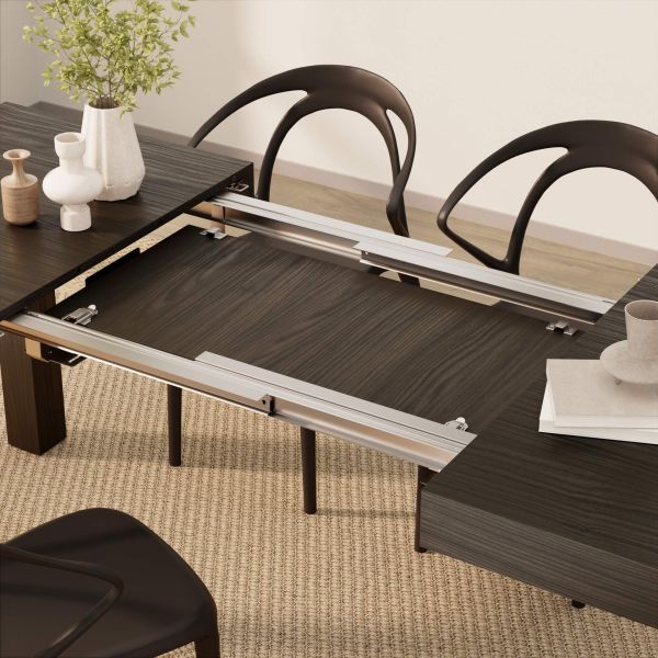First Extendable Table, 47.2(78.7)x31.5 in, Dark Walnut detail image 1