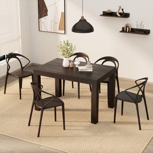 First Extendable Table, 47.2(78.7)x31.5 in, Dark Walnut detail image 2