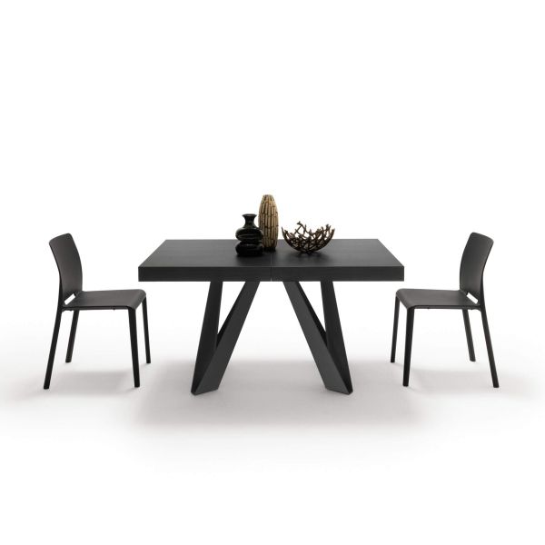 Romina Extendable Table 55.1(86.6)x35.4 in, Ashwood Black with Black Iron Legs detail image 2