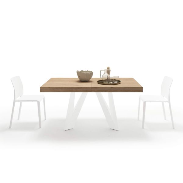 Romina Extendable Table 63(94.5)x35.4 in, Light Oak with White Iron Legs detail image 3