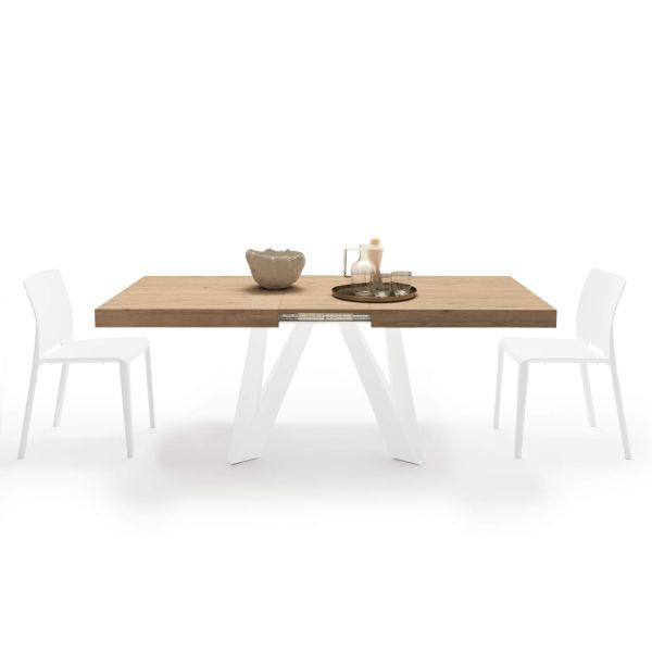 Romina Extendable Table 63(94.5)x35.4 in, Light Oak with White Iron Legs detail image 4