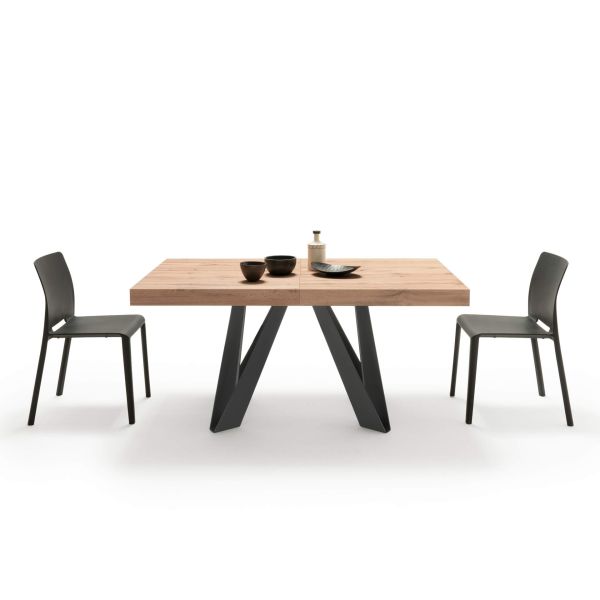Romina Extendable Table 63(94.5)x35.4 in, Rustic Oak with Black Iron Legs detail image 3