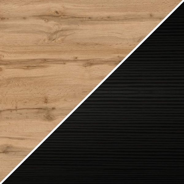 Iacopo S Bookcase Rustic Oak with Ashwood Black Doors (63.3 x 62.3 in) material image