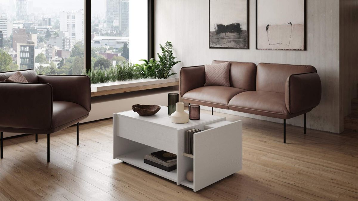 Romina Lift-up Coffee Table, Ashwood White set image 1