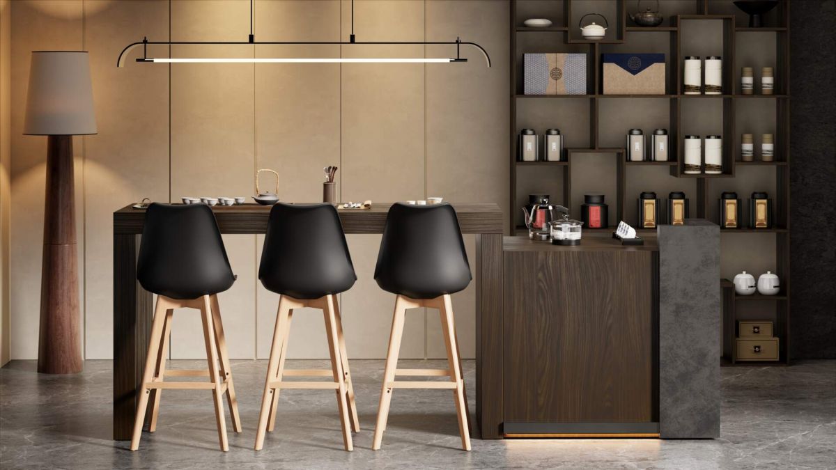 Evolution High Table 70.9 x 23.6 in, Dark Walnut set image 2