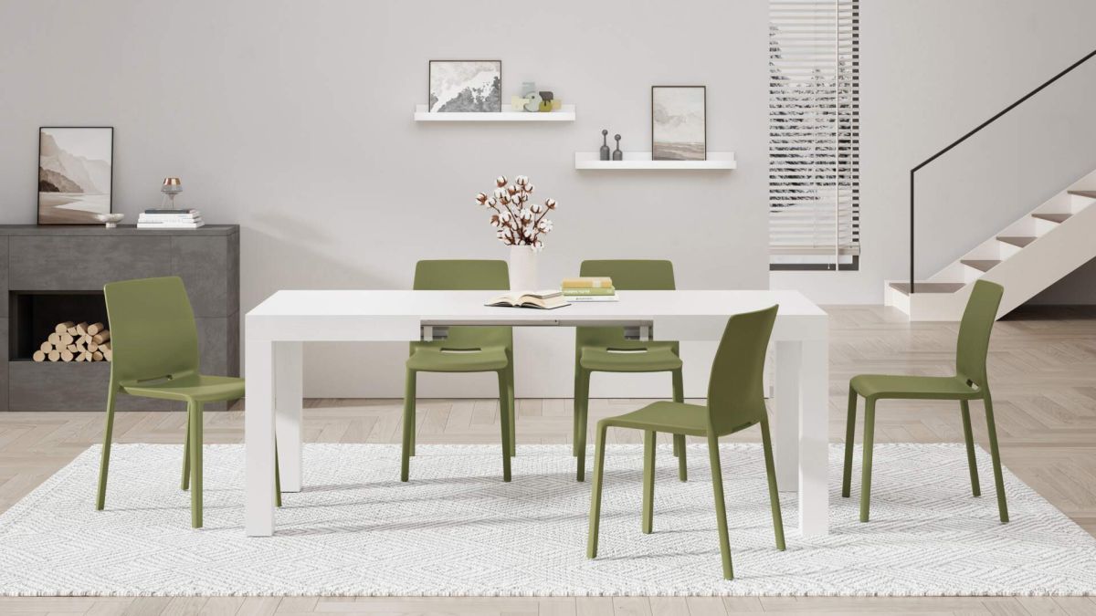 First Extendable Table, 47.2(78.7)x31.5 in, Ashwood White set image 1