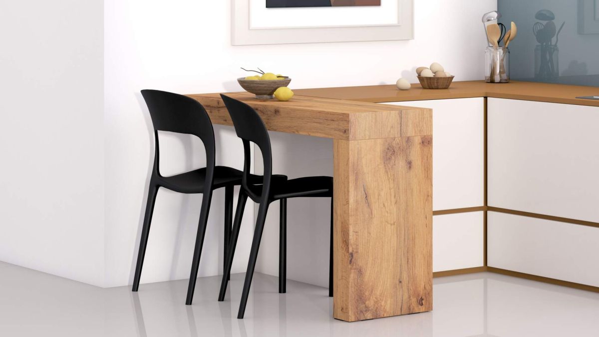 Evolution dining table 47.2 x 15.7 in, Rustic Oak with One Leg set image 1