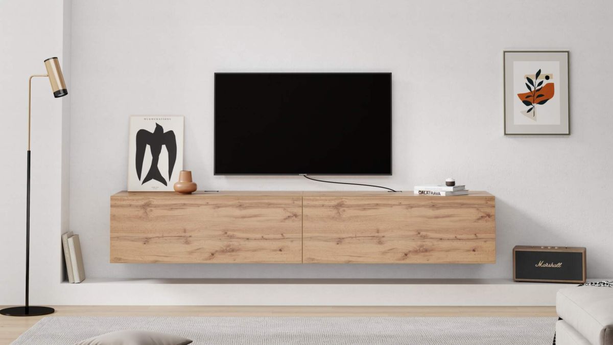 Easy Living Room Wall Unit 1, Rustic Oak, 81.9x17.3x14.2 in set image 1