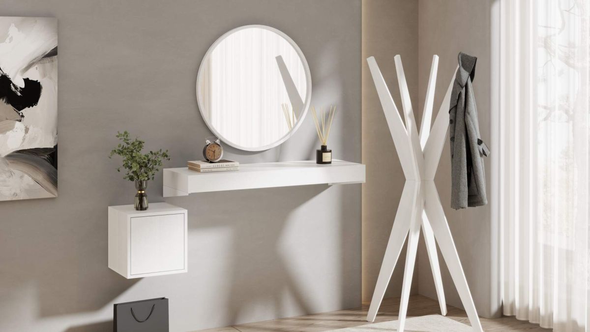 Floating Console Table Evolution x in, Ashwood White