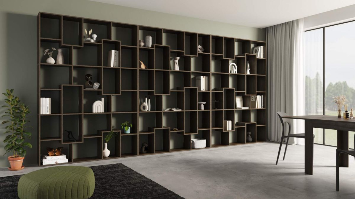 Iacopo XXL Bookcase (189.92 x 93.07 in), Dark Walnut set image 1