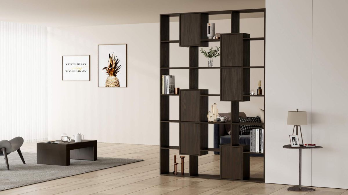 Iacopo M Bookcase with panel doors (63.3 x 93.1 in), Dark Walnut set image 1