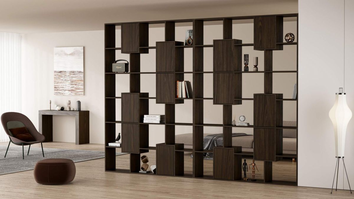 Iacopo XL Bookcase with panel doors (93.1 x 126.6 in), Dark Walnut set image 1