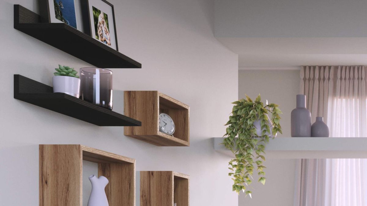 Set of 2 Rachele shelves, 23.62 in, Matt White set image 1