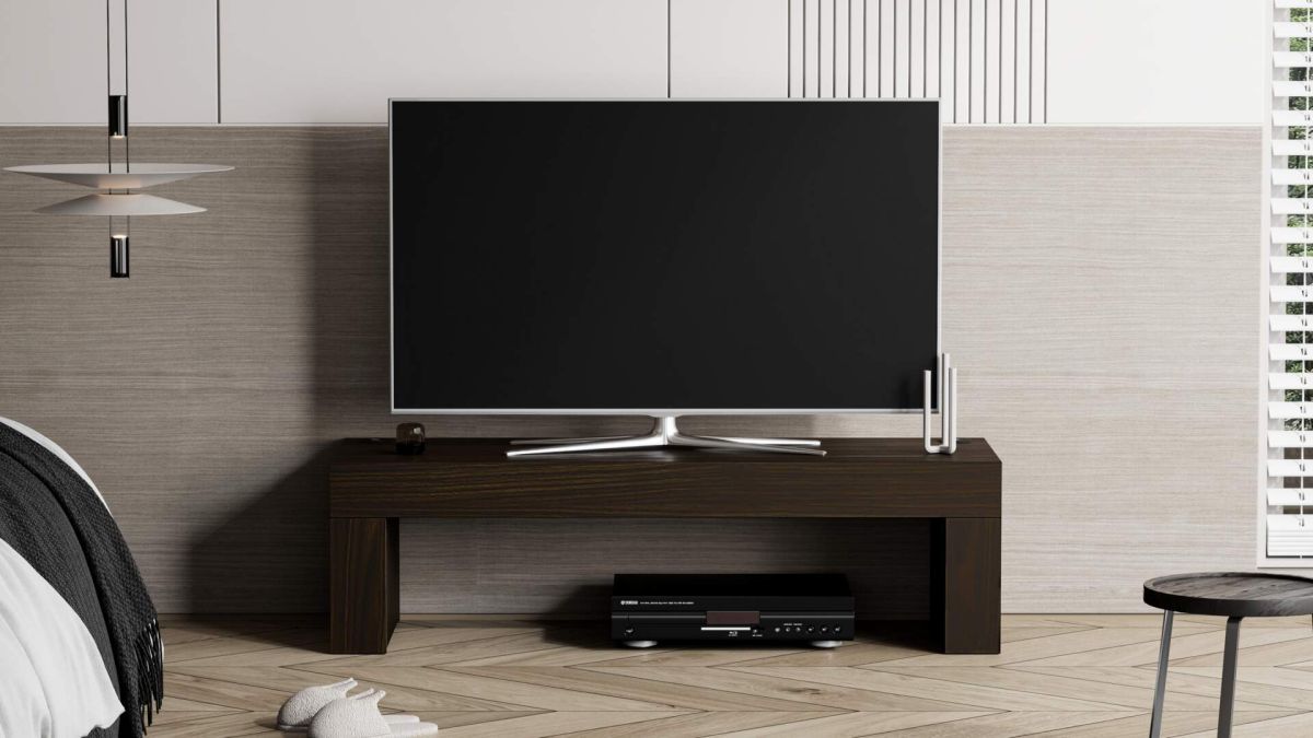 Evolution TV Stand 47.2 x 15.7 in, with Wireless Charger, Dark Walnut set image 1
