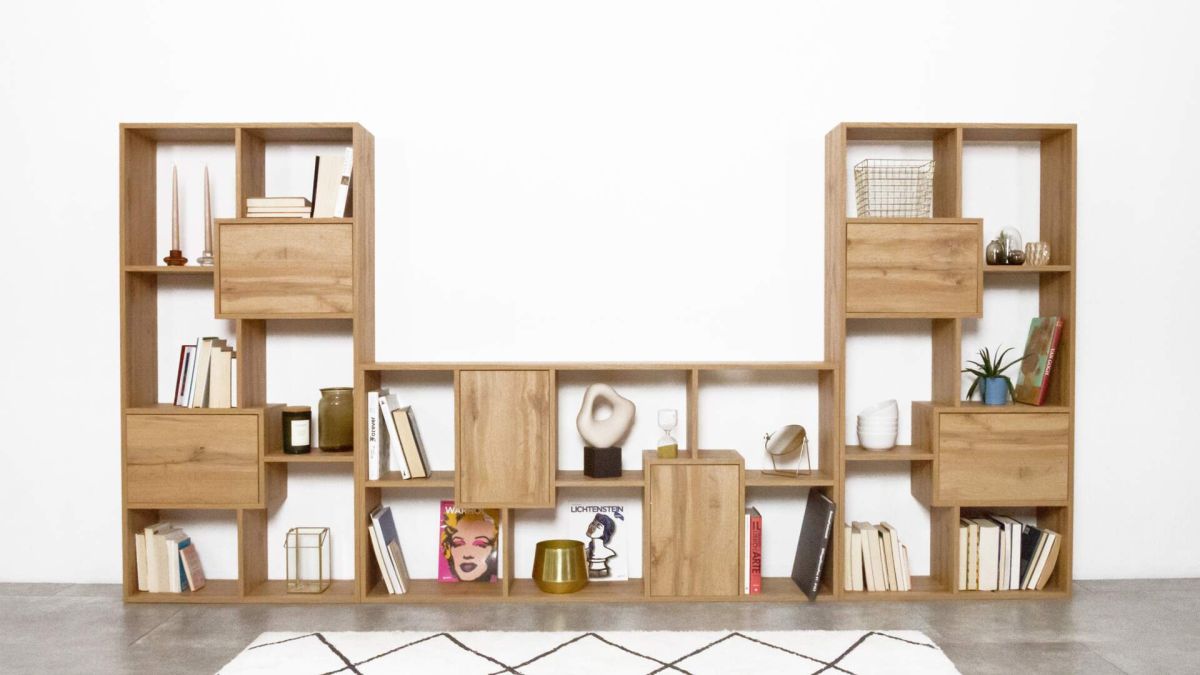 Iacopo, TV wall unit, Rustic Oak with doors set image 1