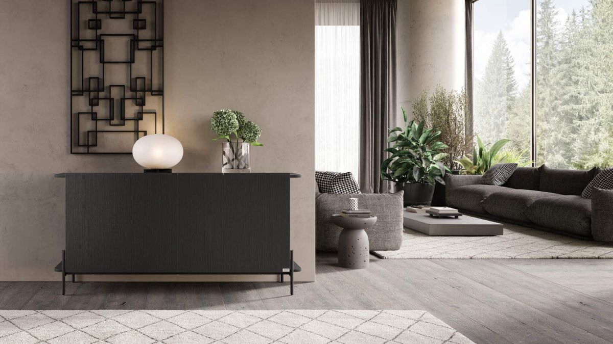 Olivia Sideboard with 4 Doors (65.7x15.9x32.2 in), Ashwood Black set image 2