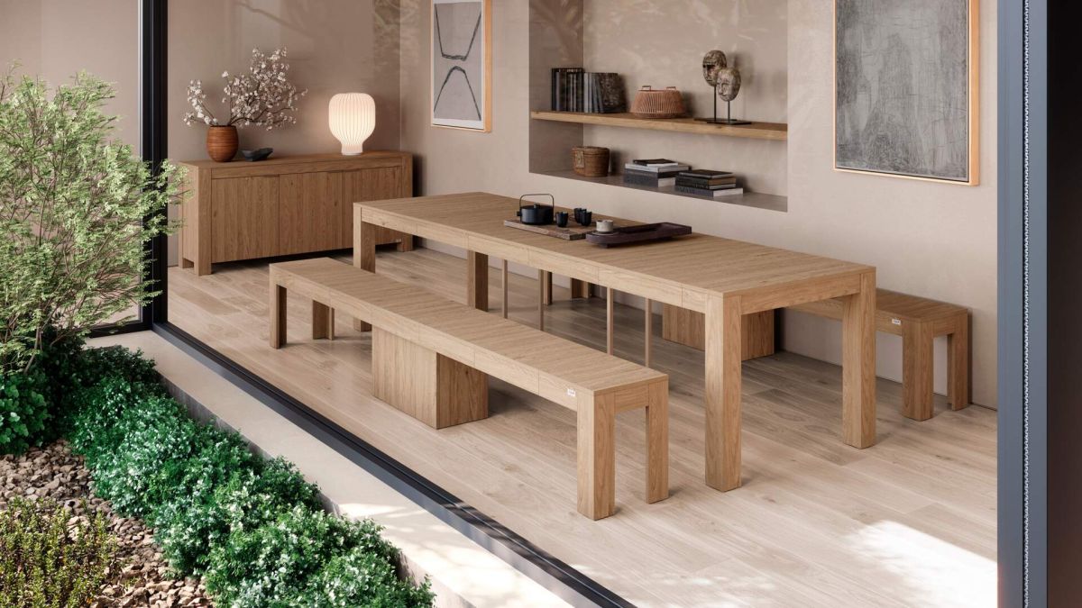 Rachele Extendable Bench 27(115)x14 in, Light Oak