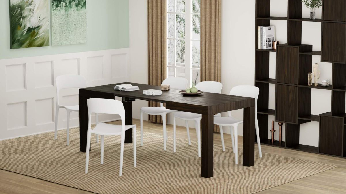 First Extendable Table, 47.2(78.7)x31.5 in, Dark Walnut set image 1