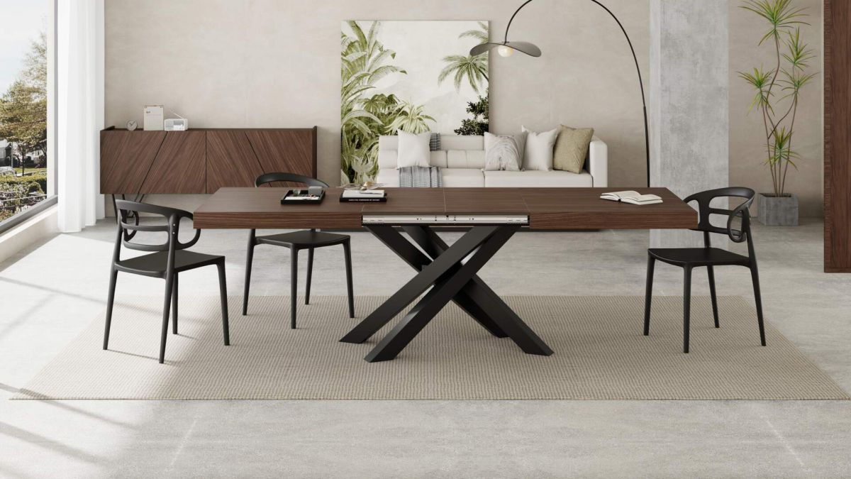 Emma 63(94.5)x35.4 in Extendable Table, Canaletto Walnut with