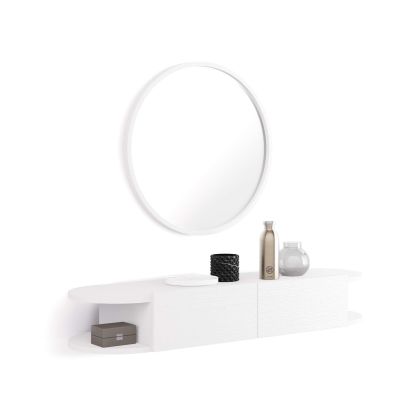 Wall Mounted Console Table Olivia with 2 drawers, Ashwood White