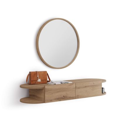 Wall Mounted Console Table Olivia with 2 drawers, Rustic Oak