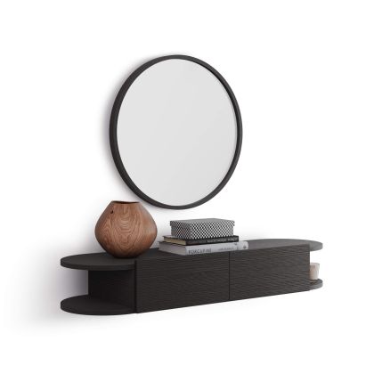 Wall Mounted Console Table Olivia with 2 drawers, Ashwood Black